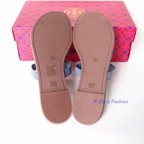 ❤️ New Tory Burch Metal Miller Leather Sandal BLUE US 8 9 9.5 AUTHENTIC - Picture 16 of 16
